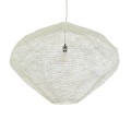 GloboStar® KENTUCKY 01868 Vintage Κρεμαστό Φωτιστικό Οροφής Μονόφωτο 1 x E27 AC220-240V IP20 - Φ90 x Υ70cm - Μπεζ Εκρού Μεταλλικό Πλέγμα
