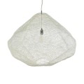 GloboStar® KENTUCKY 01868 Vintage Κρεμαστό Φωτιστικό Οροφής Μονόφωτο 1 x E27 AC220-240V IP20 - Φ90 x Υ70cm - Μπεζ Εκρού Μεταλλικό Πλέγμα