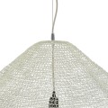 GloboStar® KENTUCKY 01868 Vintage Κρεμαστό Φωτιστικό Οροφής Μονόφωτο 1 x E27 AC220-240V IP20 - Φ90 x Υ70cm - Μπεζ Εκρού Μεταλλικό Πλέγμα