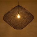 GloboStar® KENTUCKY 01869 Vintage Κρεμαστό Φωτιστικό Οροφής Μονόφωτο 1 x E27 AC220-240V IP20 - Φ90 x Υ70cm - Σκούρο Καφέ Μεταλλικό Πλέγμα