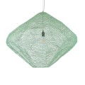 GloboStar® KENTUCKY 01870 Vintage Κρεμαστό Φωτιστικό Οροφής Μονόφωτο 1 x E27 AC220-240V IP20 - Φ90 x Υ70cm - Τιρκουάζ Μεταλλικό Πλέγμα