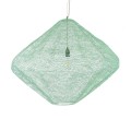 GloboStar® KENTUCKY 01870 Vintage Κρεμαστό Φωτιστικό Οροφής Μονόφωτο 1 x E27 AC220-240V IP20 - Φ90 x Υ70cm - Τιρκουάζ Μεταλλικό Πλέγμα