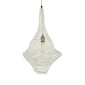 GloboStar® KENTUCKY 01871 Vintage Κρεμαστό Φωτιστικό Οροφής Μονόφωτο 1 x E27 AC220-240V IP20 - Φ35 x Υ60cm - Μπεζ Εκρού Μεταλλικό Πλέγμα