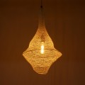 GloboStar® KENTUCKY 01871 Vintage Κρεμαστό Φωτιστικό Οροφής Μονόφωτο 1 x E27 AC220-240V IP20 - Φ35 x Υ60cm - Μπεζ Εκρού Μεταλλικό Πλέγμα