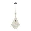 GloboStar® KENTUCKY 01871 Vintage Κρεμαστό Φωτιστικό Οροφής Μονόφωτο 1 x E27 AC220-240V IP20 - Φ35 x Υ60cm - Μπεζ Εκρού Μεταλλικό Πλέγμα