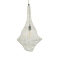 GloboStar® KENTUCKY 01871 Vintage Κρεμαστό Φωτιστικό Οροφής Μονόφωτο 1 x E27 AC220-240V IP20 - Φ35 x Υ60cm - Μπεζ Εκρού Μεταλλικό Πλέγμα