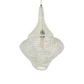 GloboStar® KENTUCKY 01871 Vintage Κρεμαστό Φωτιστικό Οροφής Μονόφωτο 1 x E27 AC220-240V IP20 - Φ35 x Υ60cm - Μπεζ Εκρού Μεταλλικό Πλέγμα