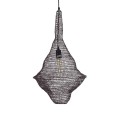 GloboStar® KENTUCKY 01872 Vintage Κρεμαστό Φωτιστικό Οροφής Μονόφωτο 1 x E27 AC220-240V IP20 - Φ35 x Υ60cm - Σκούρο Καφέ Μεταλλικό Πλέγμα