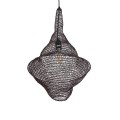 GloboStar® KENTUCKY 01872 Vintage Κρεμαστό Φωτιστικό Οροφής Μονόφωτο 1 x E27 AC220-240V IP20 - Φ35 x Υ60cm - Σκούρο Καφέ Μεταλλικό Πλέγμα