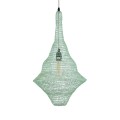 GloboStar® KENTUCKY 01873 Vintage Κρεμαστό Φωτιστικό Οροφής Μονόφωτο 1 x E27 AC220-240V IP20 - Φ35 x Υ60cm - Τιρκουάζ Μεταλλικό Πλέγμα