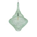 GloboStar® KENTUCKY 01873 Vintage Κρεμαστό Φωτιστικό Οροφής Μονόφωτο 1 x E27 AC220-240V IP20 - Φ35 x Υ60cm - Τιρκουάζ Μεταλλικό Πλέγμα