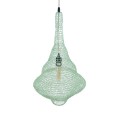 GloboStar® KENTUCKY 01873 Vintage Κρεμαστό Φωτιστικό Οροφής Μονόφωτο 1 x E27 AC220-240V IP20 - Φ35 x Υ60cm - Τιρκουάζ Μεταλλικό Πλέγμα