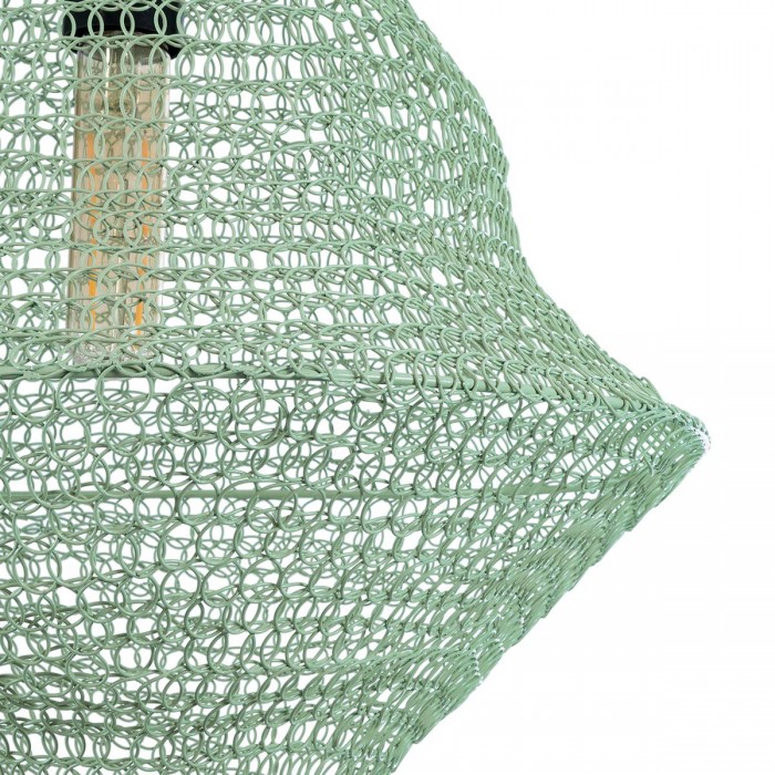 GloboStar® KENTUCKY 01873 Vintage Κρεμαστό Φωτιστικό Οροφής Μονόφωτο 1 x E27 AC220-240V IP20 - Φ35 x Υ60cm - Τιρκουάζ Μεταλλικό Πλέγμα