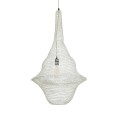 GloboStar® KENTUCKY 01874 Vintage Κρεμαστό Φωτιστικό Οροφής Μονόφωτο 1 x E27 AC220-240V IP20 - Φ50 x Υ90cm - Μπεζ Εκρού Μεταλλικό Πλέγμα