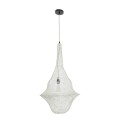GloboStar® KENTUCKY 01874 Vintage Κρεμαστό Φωτιστικό Οροφής Μονόφωτο 1 x E27 AC220-240V IP20 - Φ50 x Υ90cm - Μπεζ Εκρού Μεταλλικό Πλέγμα