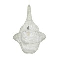 GloboStar® KENTUCKY 01874 Vintage Κρεμαστό Φωτιστικό Οροφής Μονόφωτο 1 x E27 AC220-240V IP20 - Φ50 x Υ90cm - Μπεζ Εκρού Μεταλλικό Πλέγμα