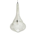 GloboStar® KENTUCKY 01874 Vintage Κρεμαστό Φωτιστικό Οροφής Μονόφωτο 1 x E27 AC220-240V IP20 - Φ50 x Υ90cm - Μπεζ Εκρού Μεταλλικό Πλέγμα