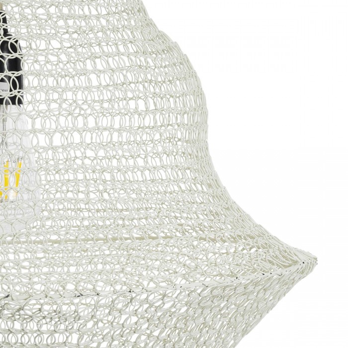 GloboStar® KENTUCKY 01874 Vintage Κρεμαστό Φωτιστικό Οροφής Μονόφωτο 1 x E27 AC220-240V IP20 - Φ50 x Υ90cm - Μπεζ Εκρού Μεταλλικό Πλέγμα