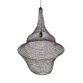 GloboStar® KENTUCKY 01875 Vintage Κρεμαστό Φωτιστικό Οροφής Μονόφωτο 1 x E27 AC220-240V IP20 - Φ50 x Υ90cm - Σκούρο Καφέ Μεταλλικό Πλέγμα