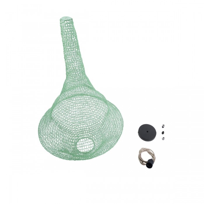 GloboStar® KENTUCKY 01876 Vintage Κρεμαστό Φωτιστικό Οροφής Μονόφωτο 1 x E27 AC220-240V IP20 - Φ50 x Υ90cm - Τιρκουάζ Μεταλλικό Πλέγμα