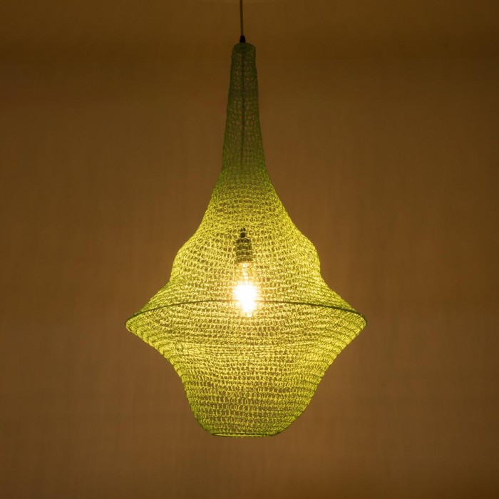 GloboStar® KENTUCKY 01876 Vintage Κρεμαστό Φωτιστικό Οροφής Μονόφωτο 1 x E27 AC220-240V IP20 - Φ50 x Υ90cm - Τιρκουάζ Μεταλλικό Πλέγμα