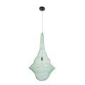 GloboStar® KENTUCKY 01876 Vintage Κρεμαστό Φωτιστικό Οροφής Μονόφωτο 1 x E27 AC220-240V IP20 - Φ50 x Υ90cm - Τιρκουάζ Μεταλλικό Πλέγμα