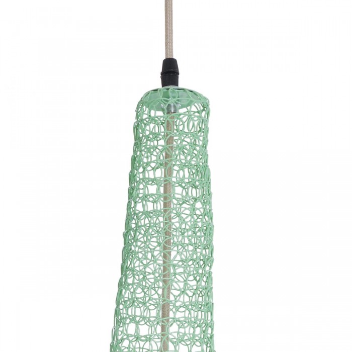 GloboStar® KENTUCKY 01876 Vintage Κρεμαστό Φωτιστικό Οροφής Μονόφωτο 1 x E27 AC220-240V IP20 - Φ50 x Υ90cm - Τιρκουάζ Μεταλλικό Πλέγμα