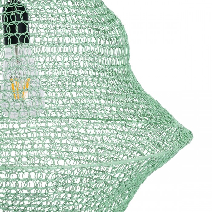 GloboStar® KENTUCKY 01876 Vintage Κρεμαστό Φωτιστικό Οροφής Μονόφωτο 1 x E27 AC220-240V IP20 - Φ50 x Υ90cm - Τιρκουάζ Μεταλλικό Πλέγμα