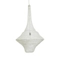 GloboStar® KENTUCKY 01877 Vintage Κρεμαστό Φωτιστικό Οροφής Μονόφωτο 1 x E27 AC220-240V IP20 - Φ80 x Υ140cm - Μπεζ Εκρού Μεταλλικό Πλέγμα