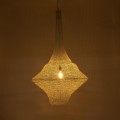 GloboStar® KENTUCKY 01877 Vintage Κρεμαστό Φωτιστικό Οροφής Μονόφωτο 1 x E27 AC220-240V IP20 - Φ80 x Υ140cm - Μπεζ Εκρού Μεταλλικό Πλέγμα