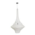 GloboStar® KENTUCKY 01877 Vintage Κρεμαστό Φωτιστικό Οροφής Μονόφωτο 1 x E27 AC220-240V IP20 - Φ80 x Υ140cm - Μπεζ Εκρού Μεταλλικό Πλέγμα