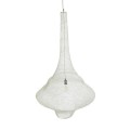 GloboStar® KENTUCKY 01877 Vintage Κρεμαστό Φωτιστικό Οροφής Μονόφωτο 1 x E27 AC220-240V IP20 - Φ80 x Υ140cm - Μπεζ Εκρού Μεταλλικό Πλέγμα