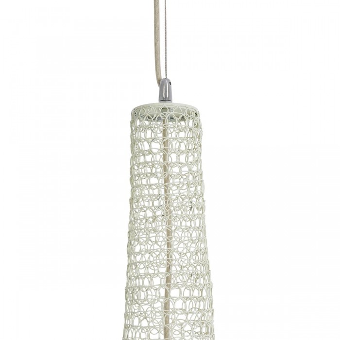 GloboStar® KENTUCKY 01877 Vintage Κρεμαστό Φωτιστικό Οροφής Μονόφωτο 1 x E27 AC220-240V IP20 - Φ80 x Υ140cm - Μπεζ Εκρού Μεταλλικό Πλέγμα