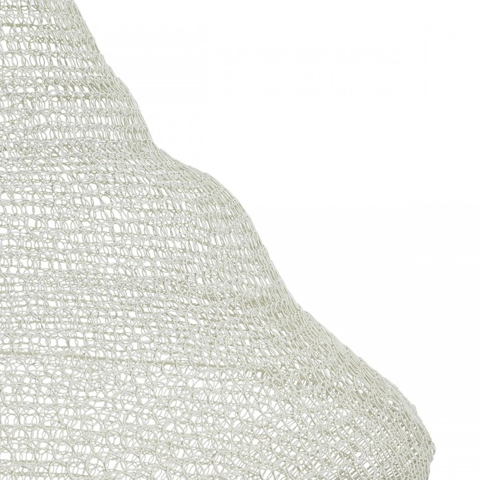 GloboStar® KENTUCKY 01877 Vintage Κρεμαστό Φωτιστικό Οροφής Μονόφωτο 1 x E27 AC220-240V IP20 - Φ80 x Υ140cm - Μπεζ Εκρού Μεταλλικό Πλέγμα