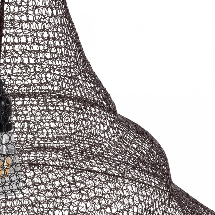 GloboStar® KENTUCKY 01878 Vintage Κρεμαστό Φωτιστικό Οροφής Μονόφωτο 1 x E27 AC220-240V IP20 - Φ80 x Υ140cm - Σκούρο Καφέ Μεταλλικό Πλέγμα