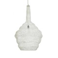 GloboStar® KENTUCKY 01883 Vintage Κρεμαστό Φωτιστικό Οροφής Μονόφωτο 1 x E27 AC220-240V IP20 - Φ60 x Υ90cm - Μπεζ Εκρού Μεταλλικό Πλέγμα