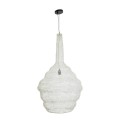 GloboStar® KENTUCKY 01883 Vintage Κρεμαστό Φωτιστικό Οροφής Μονόφωτο 1 x E27 AC220-240V IP20 - Φ60 x Υ90cm - Μπεζ Εκρού Μεταλλικό Πλέγμα