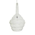 GloboStar® KENTUCKY 01883 Vintage Κρεμαστό Φωτιστικό Οροφής Μονόφωτο 1 x E27 AC220-240V IP20 - Φ60 x Υ90cm - Μπεζ Εκρού Μεταλλικό Πλέγμα