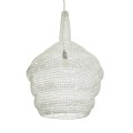 GloboStar® KENTUCKY 01883 Vintage Κρεμαστό Φωτιστικό Οροφής Μονόφωτο 1 x E27 AC220-240V IP20 - Φ60 x Υ90cm - Μπεζ Εκρού Μεταλλικό Πλέγμα