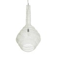 GloboStar® KENTUCKY 01883 Vintage Κρεμαστό Φωτιστικό Οροφής Μονόφωτο 1 x E27 AC220-240V IP20 - Φ60 x Υ90cm - Μπεζ Εκρού Μεταλλικό Πλέγμα
