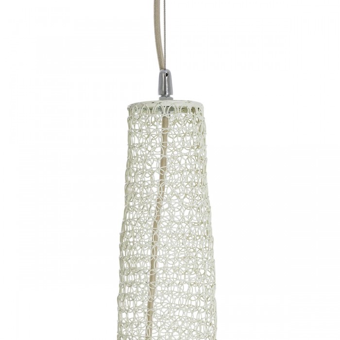 GloboStar® KENTUCKY 01883 Vintage Κρεμαστό Φωτιστικό Οροφής Μονόφωτο 1 x E27 AC220-240V IP20 - Φ60 x Υ90cm - Μπεζ Εκρού Μεταλλικό Πλέγμα