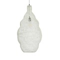 GloboStar® KENTUCKY 01895 Vintage Κρεμαστό Φωτιστικό Οροφής Μονόφωτο 1 x E27 AC220-240V IP20 - Φ40 x Υ70cm - Μπεζ Εκρού Μεταλλικό Πλέγμα