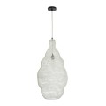 GloboStar® KENTUCKY 01895 Vintage Κρεμαστό Φωτιστικό Οροφής Μονόφωτο 1 x E27 AC220-240V IP20 - Φ40 x Υ70cm - Μπεζ Εκρού Μεταλλικό Πλέγμα