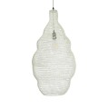 GloboStar® KENTUCKY 01895 Vintage Κρεμαστό Φωτιστικό Οροφής Μονόφωτο 1 x E27 AC220-240V IP20 - Φ40 x Υ70cm - Μπεζ Εκρού Μεταλλικό Πλέγμα
