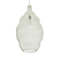 GloboStar® KENTUCKY 01895 Vintage Κρεμαστό Φωτιστικό Οροφής Μονόφωτο 1 x E27 AC220-240V IP20 - Φ40 x Υ70cm - Μπεζ Εκρού Μεταλλικό Πλέγμα
