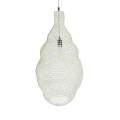 GloboStar® KENTUCKY 01895 Vintage Κρεμαστό Φωτιστικό Οροφής Μονόφωτο 1 x E27 AC220-240V IP20 - Φ40 x Υ70cm - Μπεζ Εκρού Μεταλλικό Πλέγμα