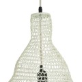 GloboStar® KENTUCKY 01895 Vintage Κρεμαστό Φωτιστικό Οροφής Μονόφωτο 1 x E27 AC220-240V IP20 - Φ40 x Υ70cm - Μπεζ Εκρού Μεταλλικό Πλέγμα