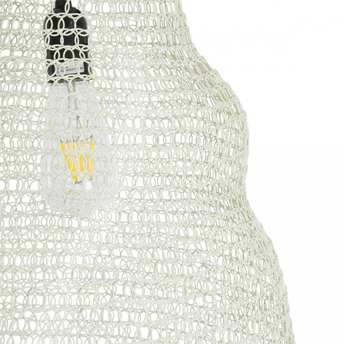 GloboStar® KENTUCKY 01895 Vintage Κρεμαστό Φωτιστικό Οροφής Μονόφωτο 1 x E27 AC220-240V IP20 - Φ40 x Υ70cm - Μπεζ Εκρού Μεταλλικό Πλέγμα