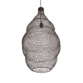 GloboStar® KENTUCKY 01896 Vintage Κρεμαστό Φωτιστικό Οροφής Μονόφωτο 1 x E27 AC220-240V IP20 - Φ40 x Υ70cm - Σκούρο Καφέ Μεταλλικό Πλέγμα
