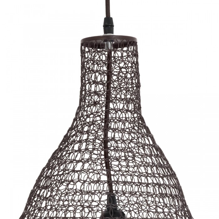 GloboStar® KENTUCKY 01896 Vintage Κρεμαστό Φωτιστικό Οροφής Μονόφωτο 1 x E27 AC220-240V IP20 - Φ40 x Υ70cm - Σκούρο Καφέ Μεταλλικό Πλέγμα